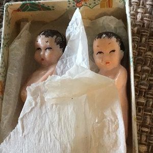 Vintage hand painted baby doll soap figurines from the 1950-1960s.